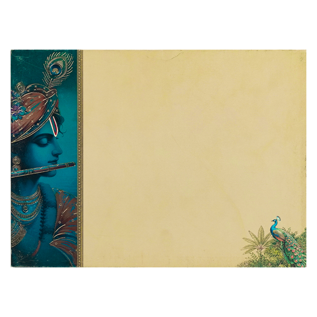 Blue Padded Floral God Wedding Card-KAK01740