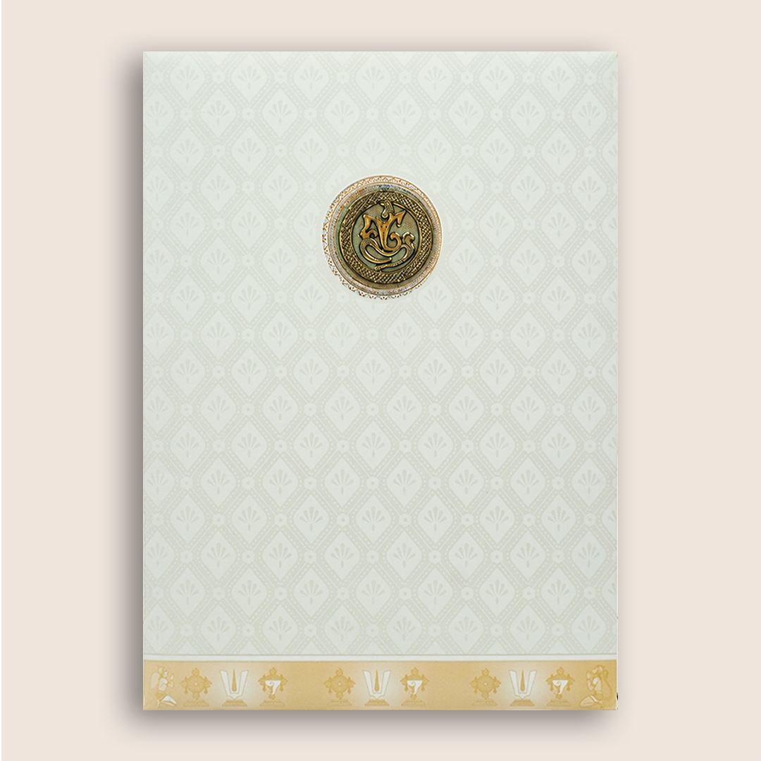 White Pastal Yellow Lord Venkateshwara Wedding Card - KNA2405Y