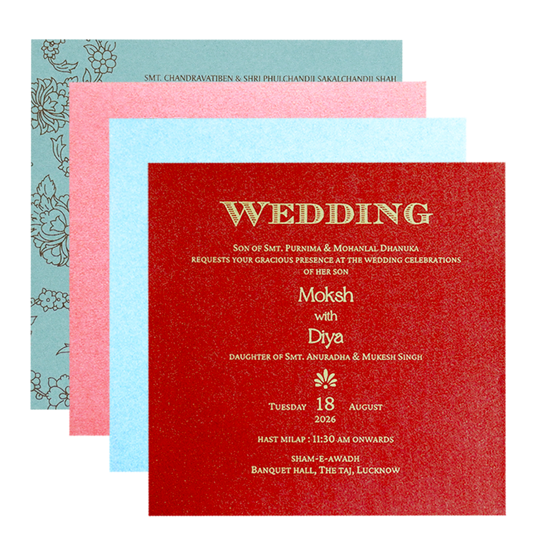 Sky Blue Floral Laser Cut Wedding Card-KPR06160