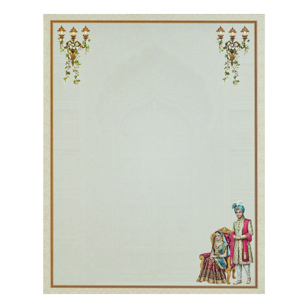 Brown Padded Bride Groom Wedding Card-KNMO9318