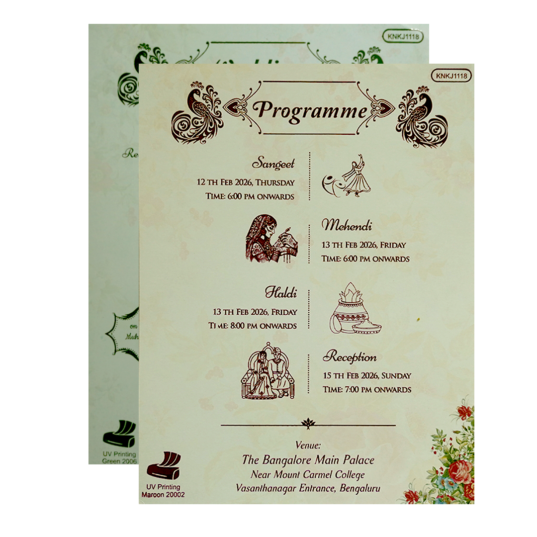 Green Cream Floral Door Nameplate Invitation Card-KNKJ1118