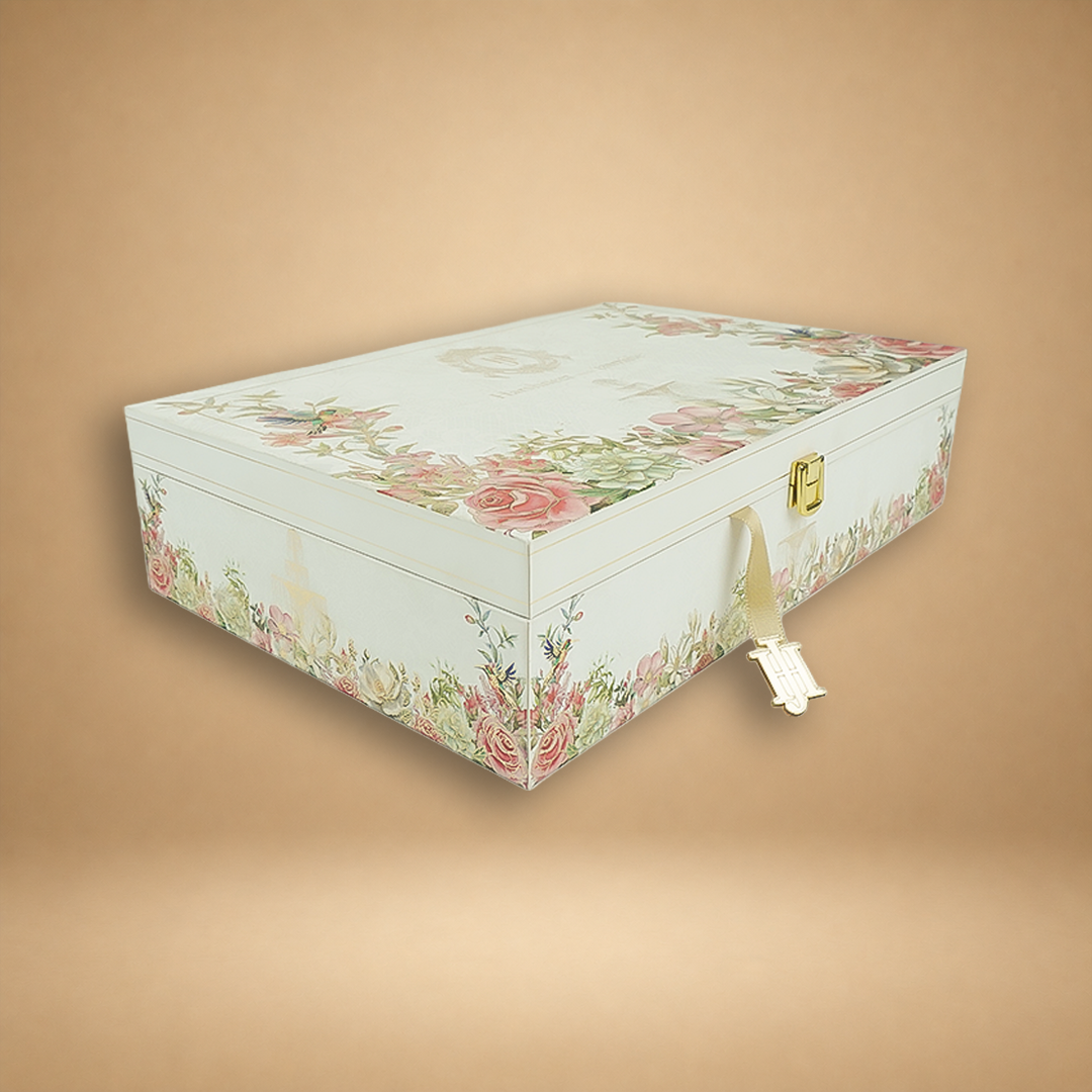 White Premium Floral Luxury Invitation box - KNLW202529