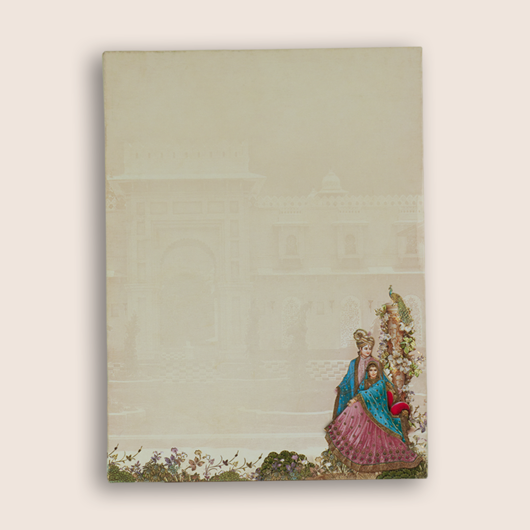 Sandal Laser Cut Bride Groom Padded Wedding Card - KAA05830