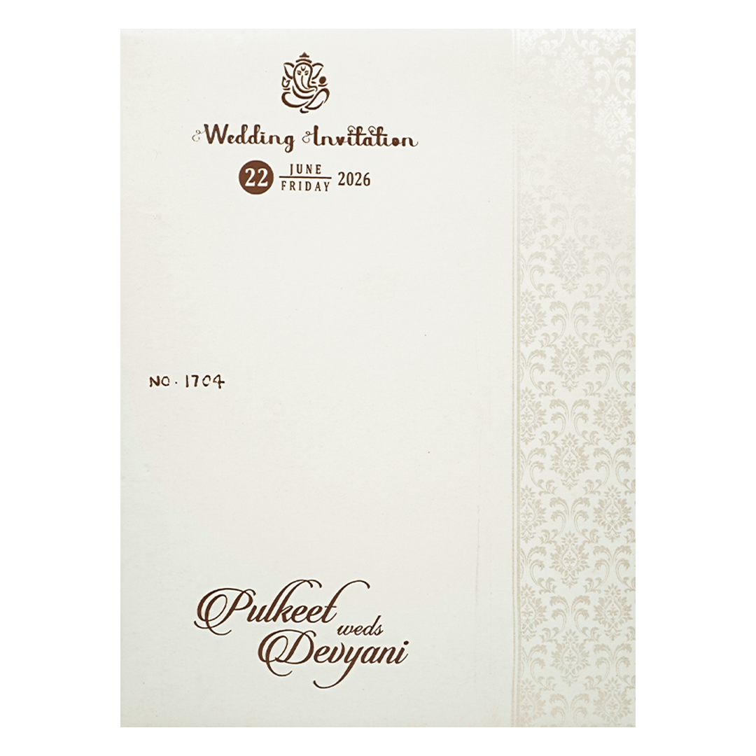 White Gold Couple Wedding Card-KJTS1704