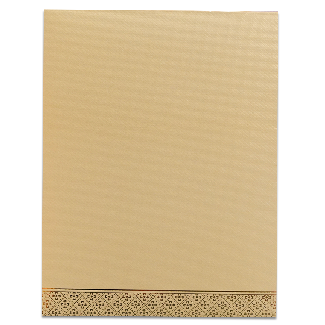 Cream Gold Ganesha Floral Wedding Card-KNKT5034