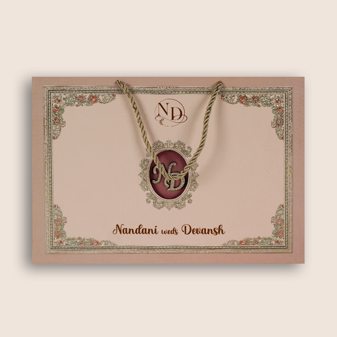 Pastel Pink Floral Monogram Luxury Invitation Box - KSI32860