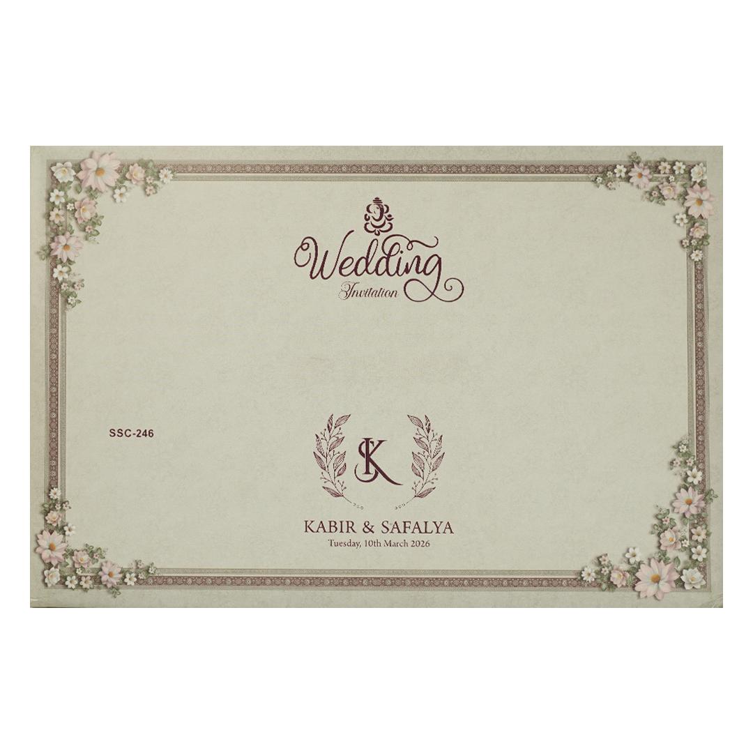 Pink Floral Padded Wedding Card-KSSC2460