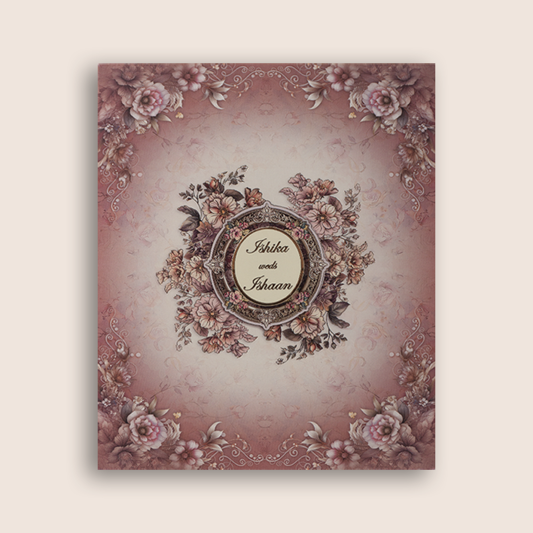 Pink Floral Premium Wedding Card - KAA05220