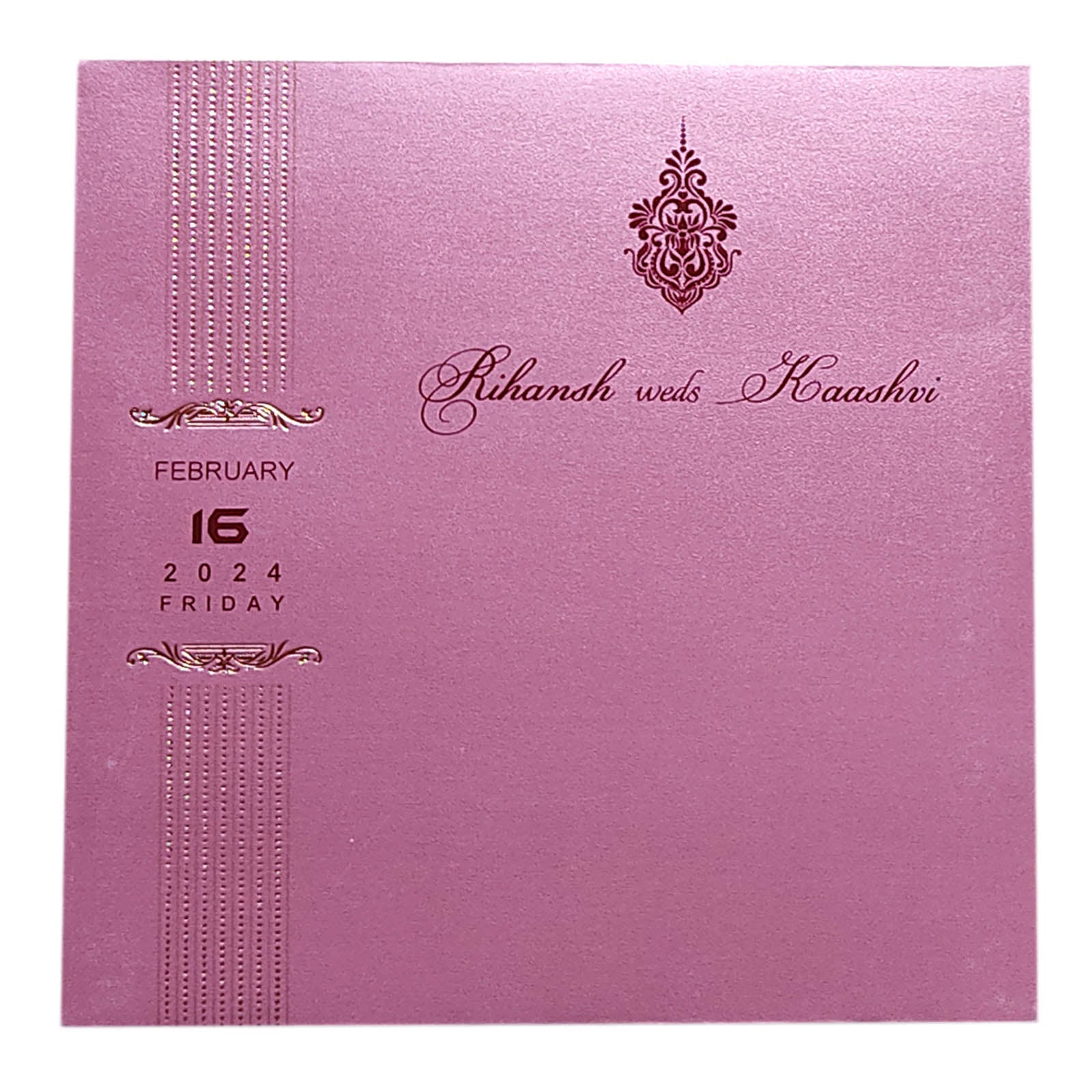 Dark Pink Single Sheet Invitation Card-King of Cards