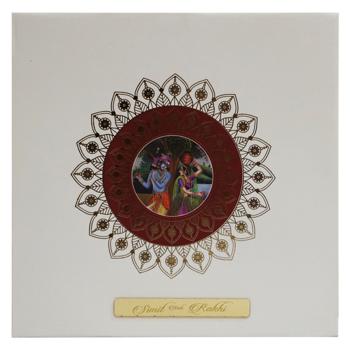 White Floral Radha Krishna Invitation Card-King of Cards