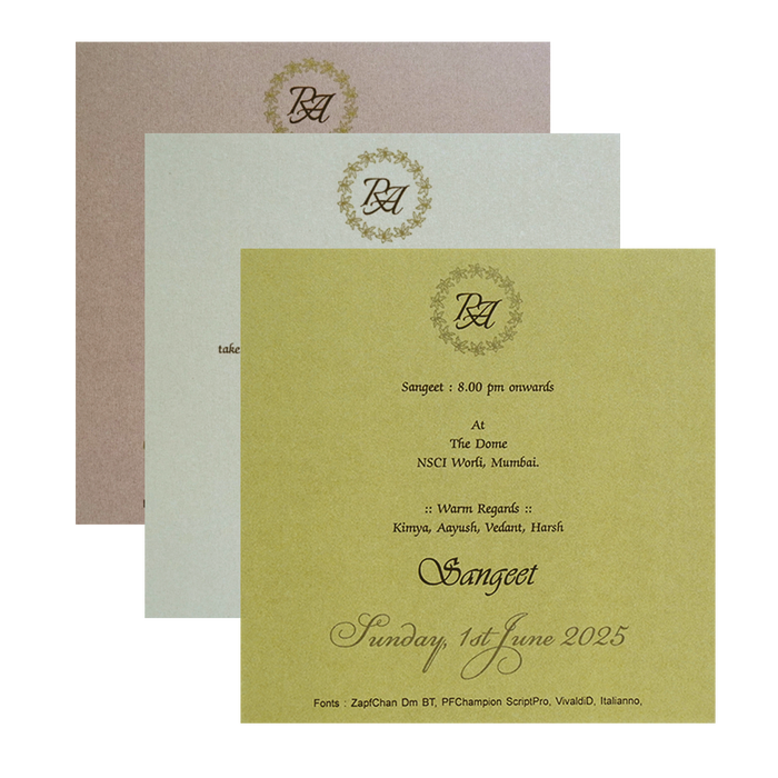 Light Beige Floral Nameplate Wedding Card-King of Cards