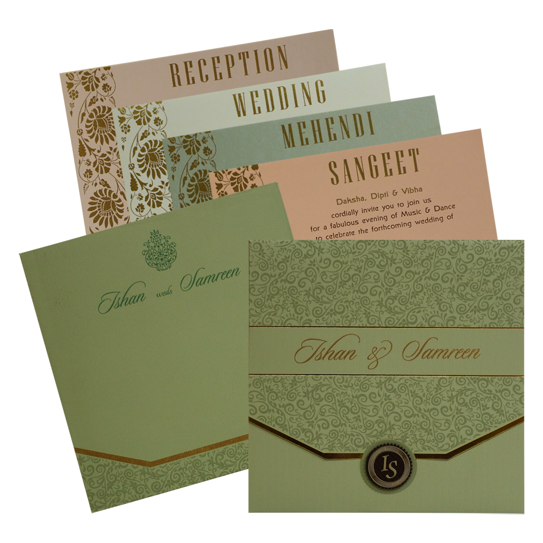 Pista Green Floral Wedding Invitation-King of Cards
