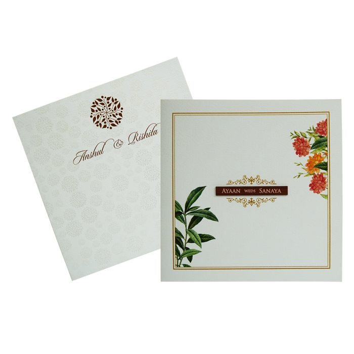 Carnation Pink Floral Padded Wedding Card-King of Cards