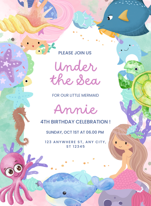 Blue Oceanic Kids Birthday Invitation-King of Cards