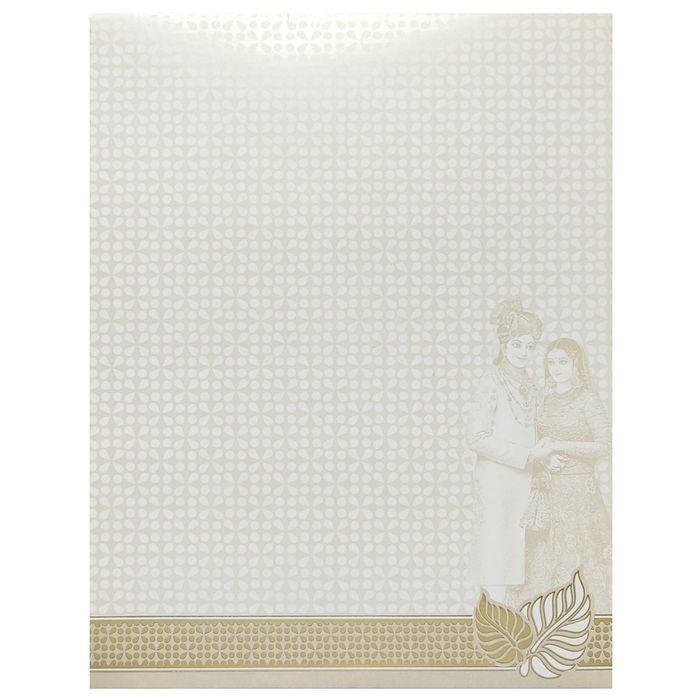 White Hindu Bride And Groom Wedding Card-KNK4102W-King of Cards