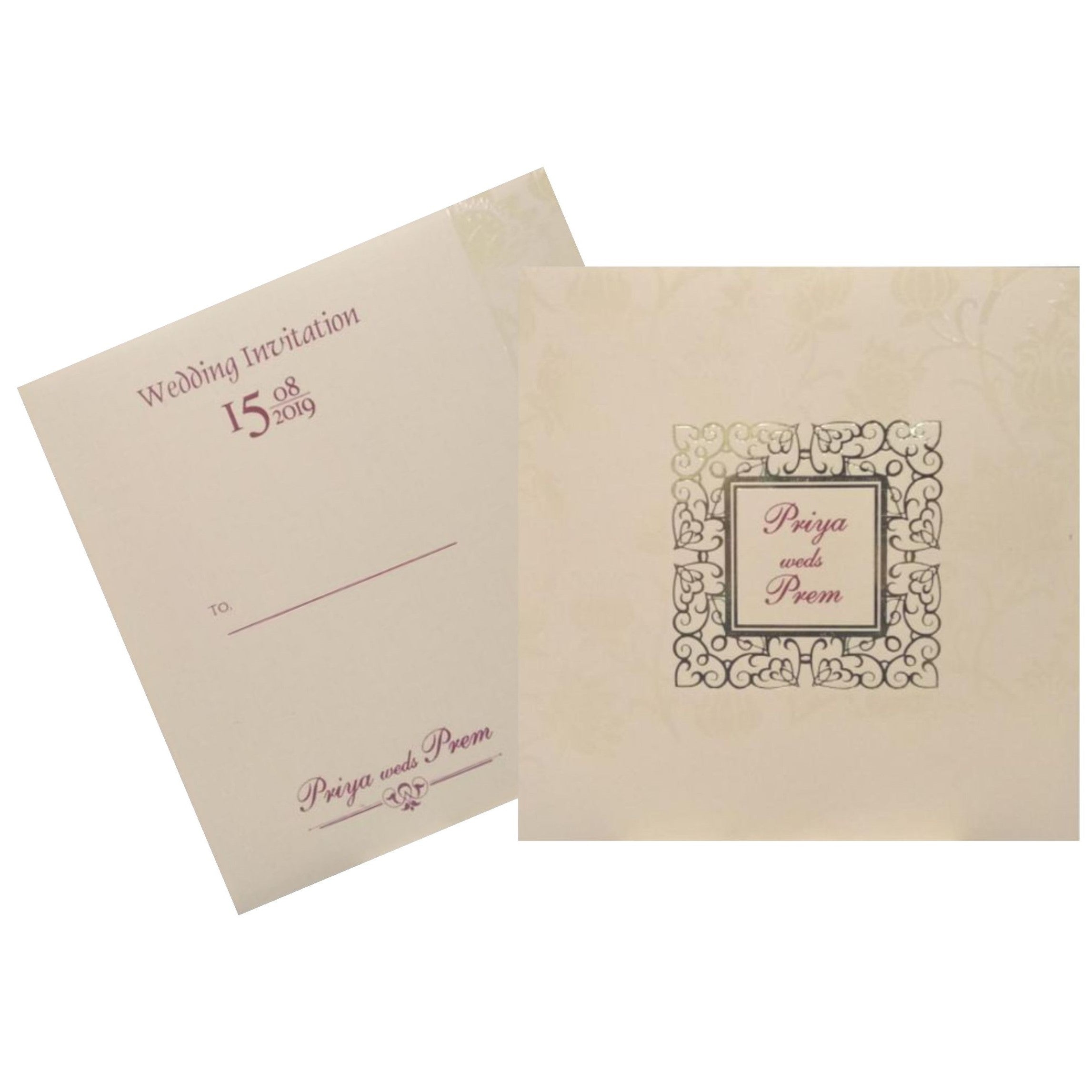Pleasant Peach Shading With Floral Design Wedding Card - KND8002P