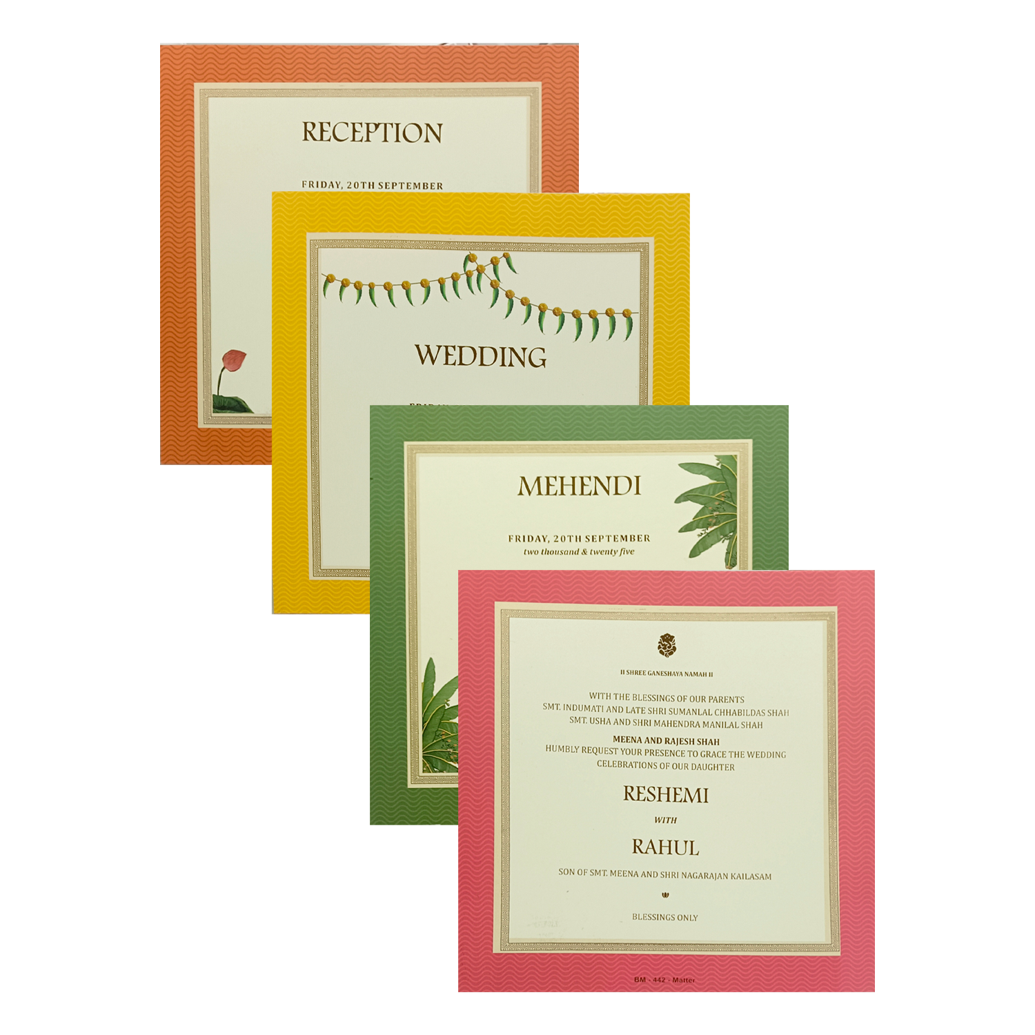 Lime Green Padded Wedding Card-KBM04420