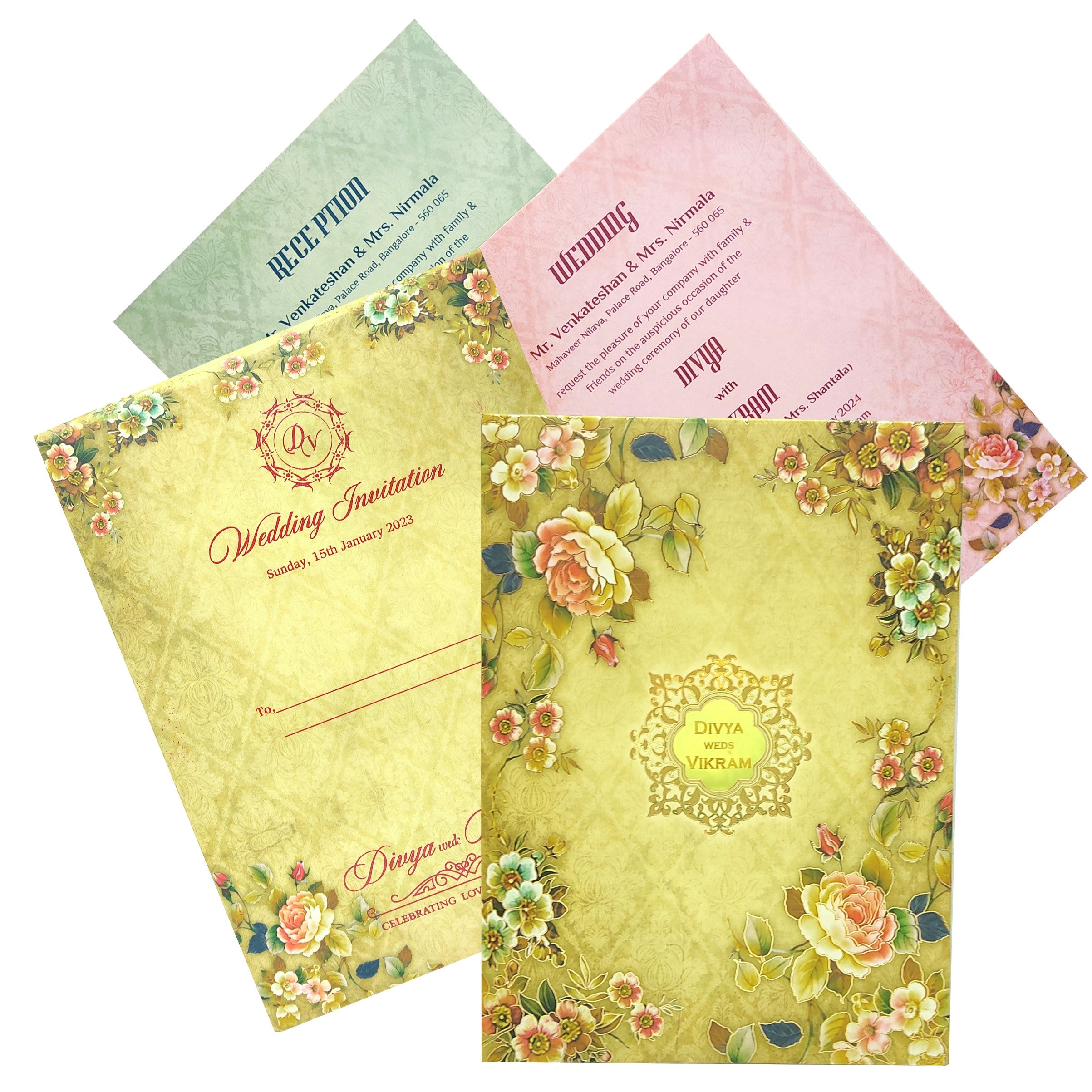 Pista Green Padded Floral Design In Offset-King of Cards