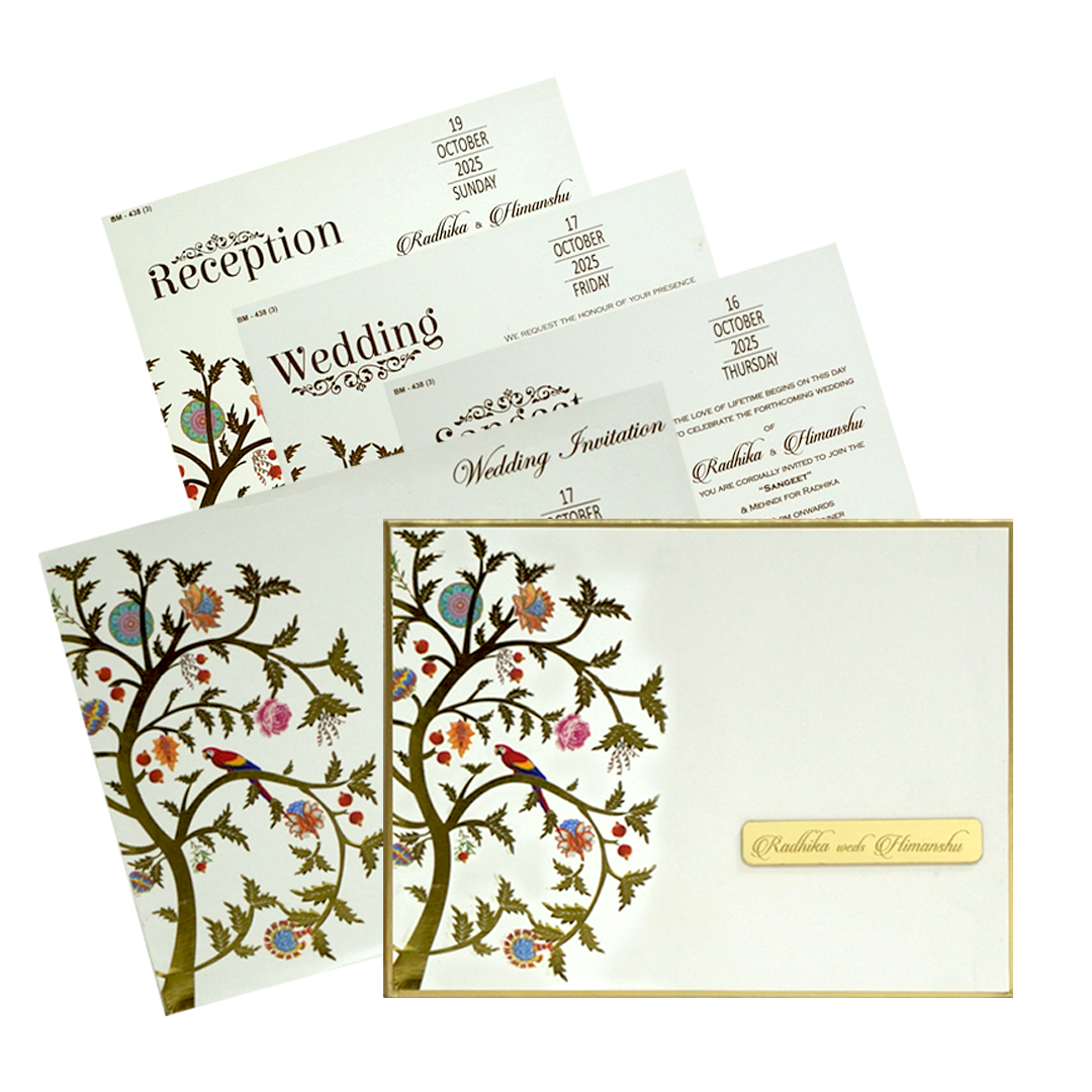 White Gold Foil Tree Wedding Card-King of Cards