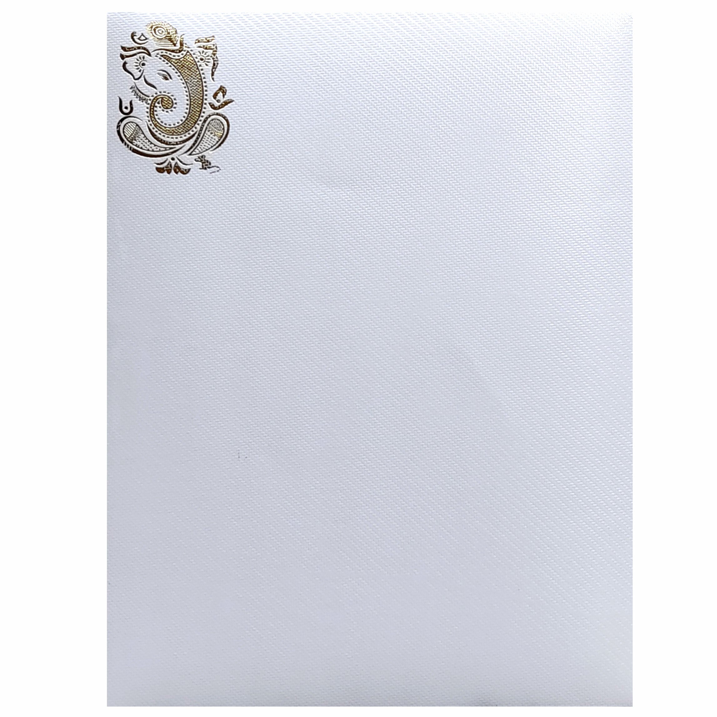 White Laser Cut Ganesha Invitation Card-KNWT5019