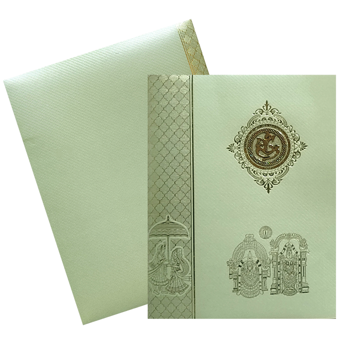 Olive Green Hindu Wedding Invitation Card-King of Cards