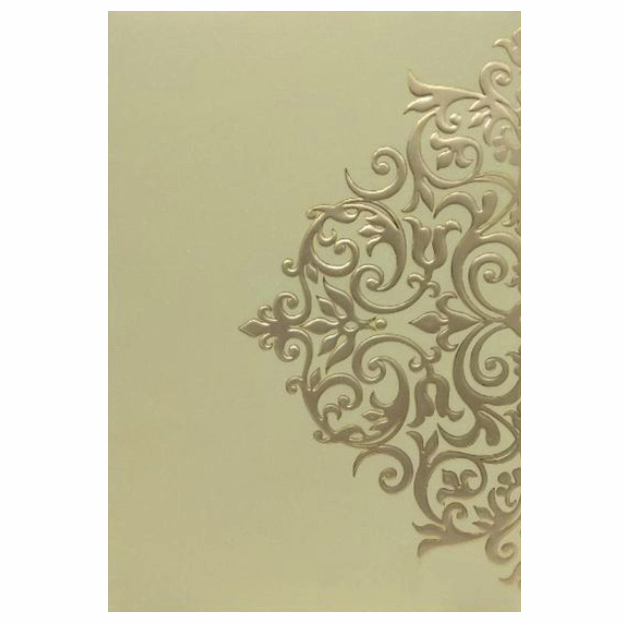 Embossed Gold Foiling Floral Design Wedding Card - KNK30322