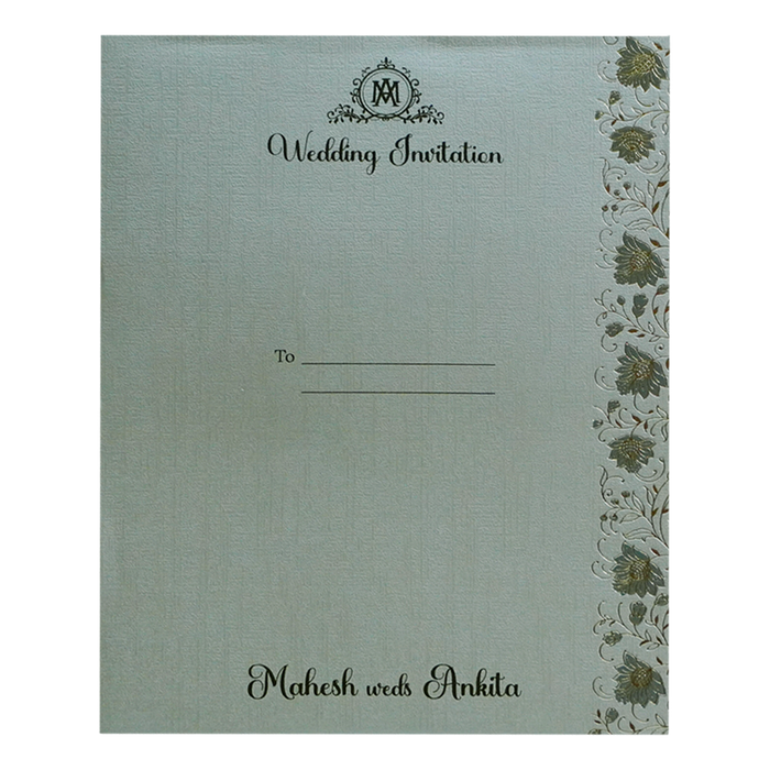 Greyish Green Padded Wedding Card-King of Cards