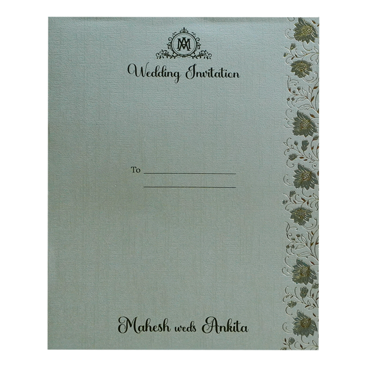Greyish Green Padded Wedding Card-King of Cards