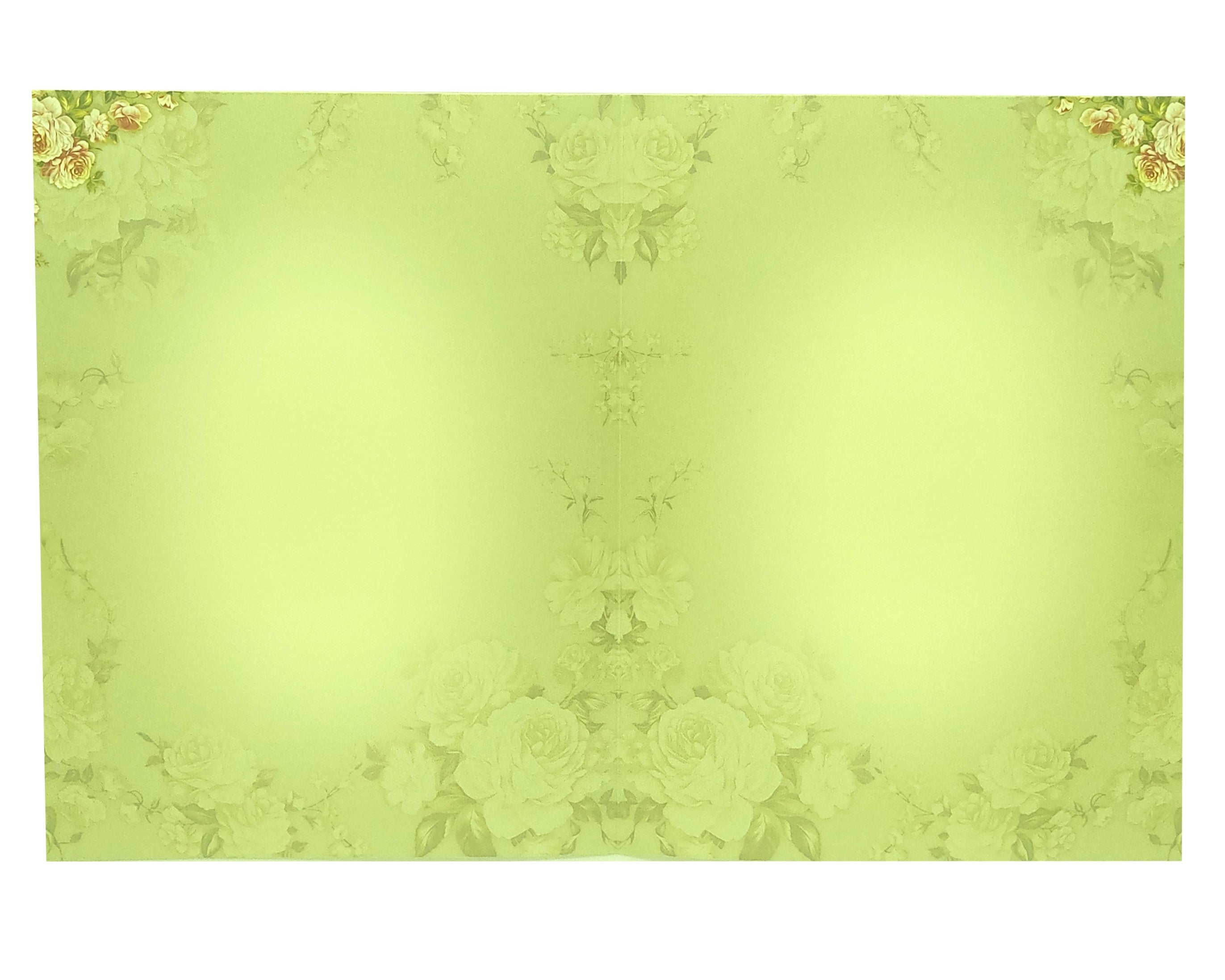 Pista Green Floral Design In Offset Wedding Card-KNKC4036