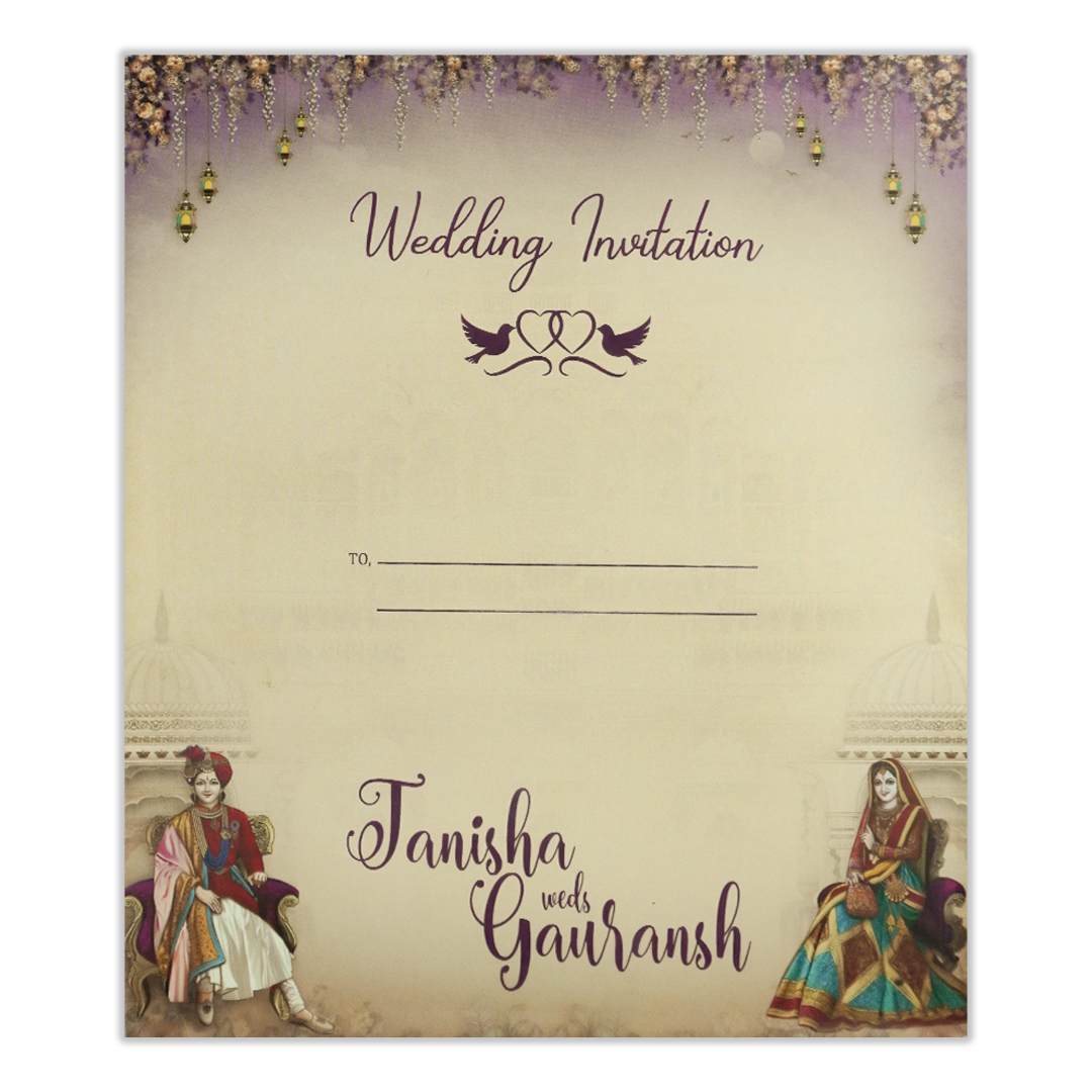 Cream Royal Couple Wedding Card-KSH73030