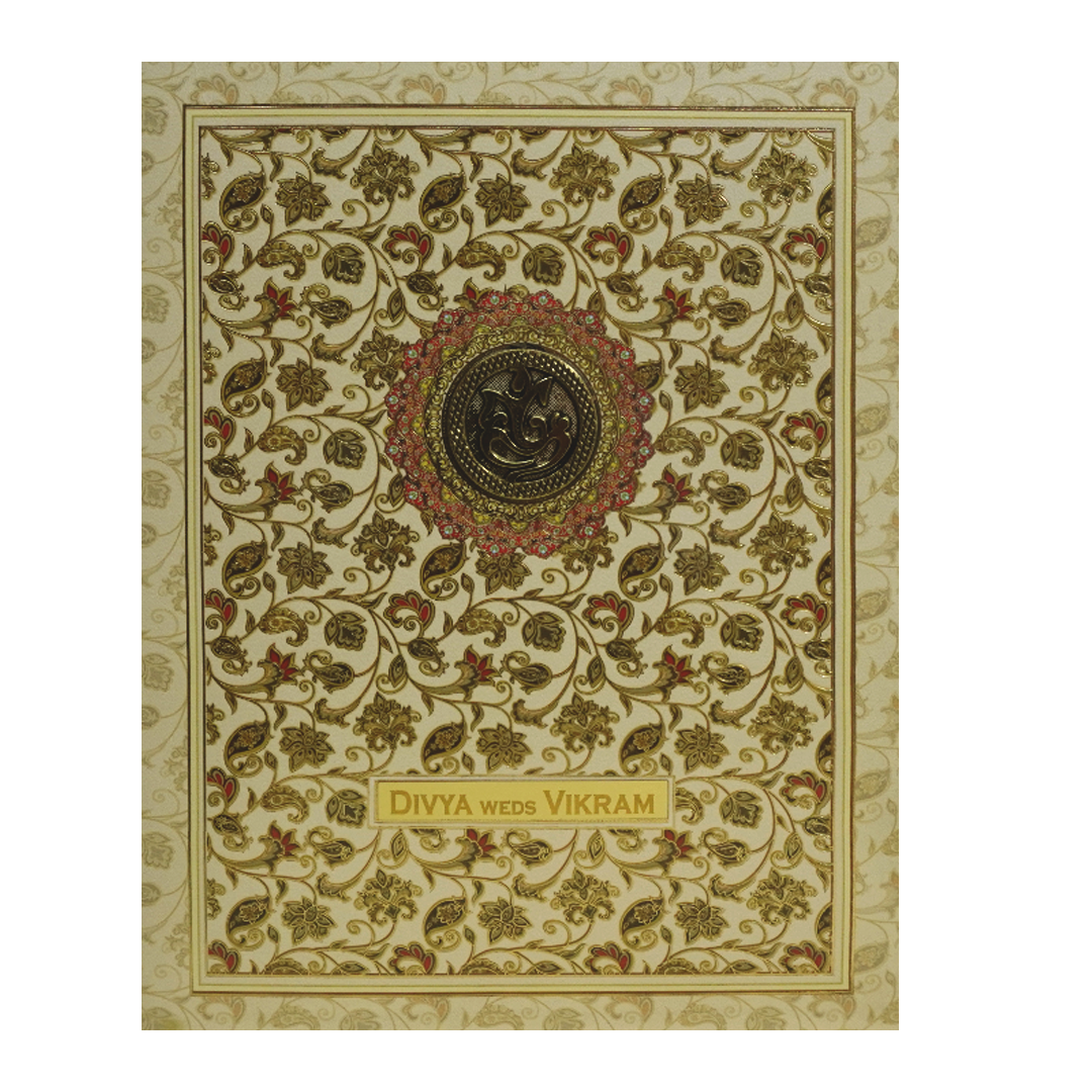 Cream Pattern Wedding Card-King of Cards