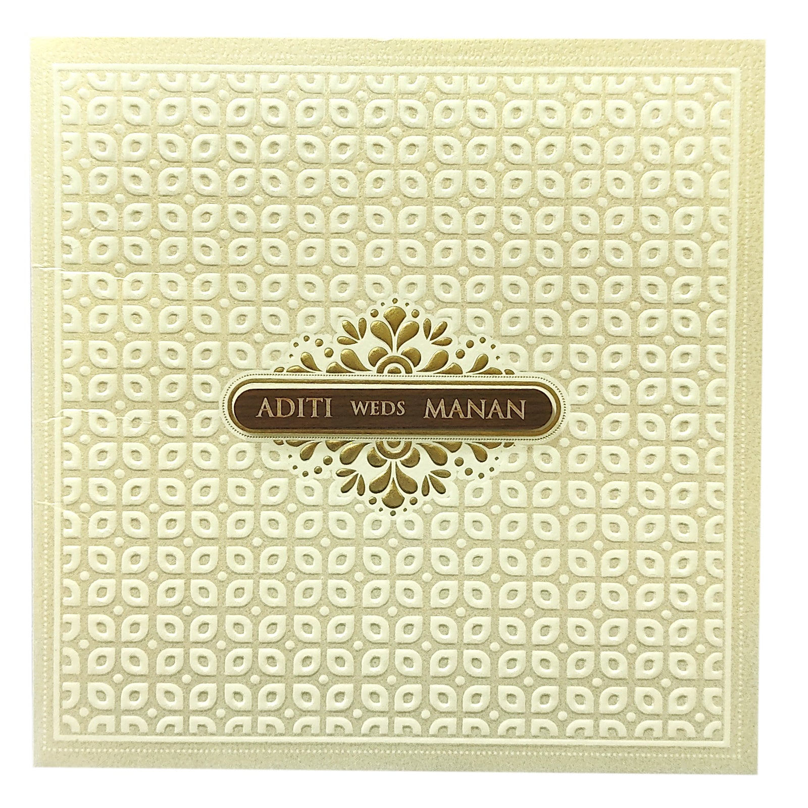 White Nameplate Embossed Invitation Card-KRC29740