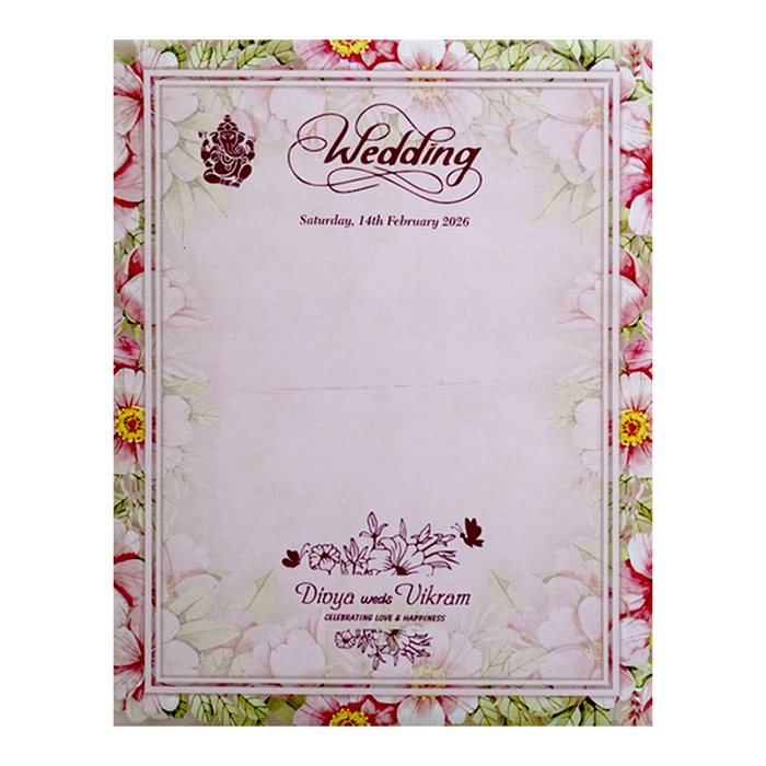 Pink Floral Name Plate Door Invitation Card-King of Cards
