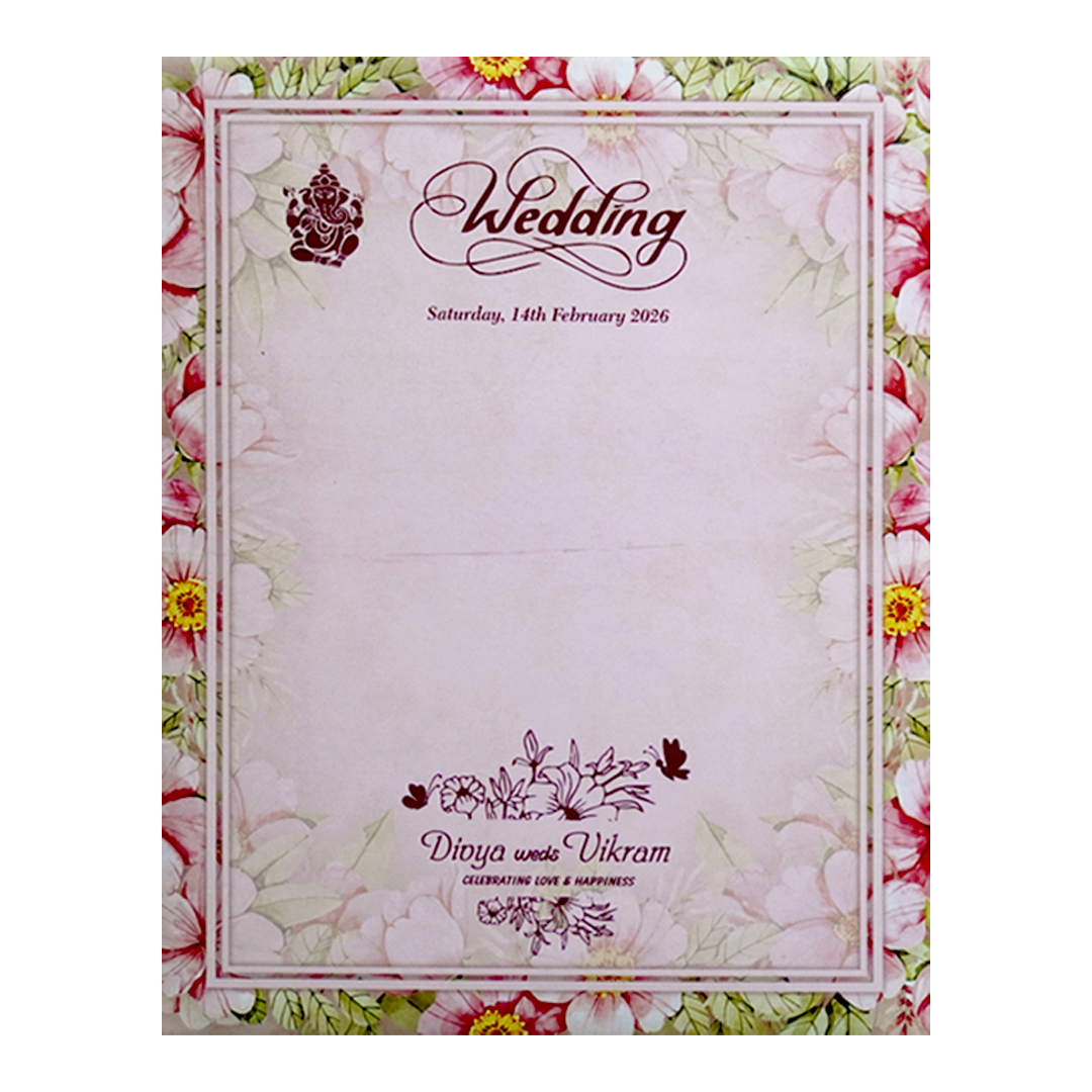 Pink Floral Name Plate Door Invitation Card-KNKJ1125