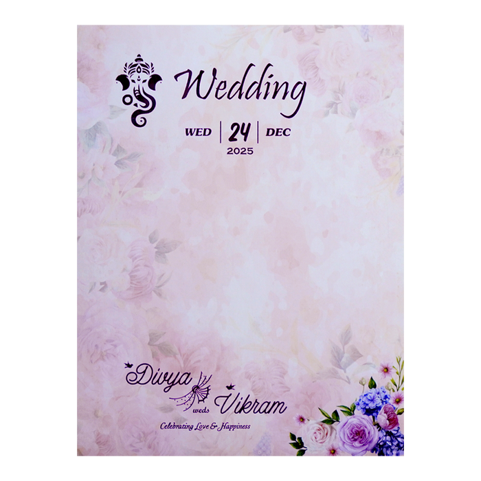 Colourful Floral Wedding Card With a Gold Touch-KNKC4061-King of Cards