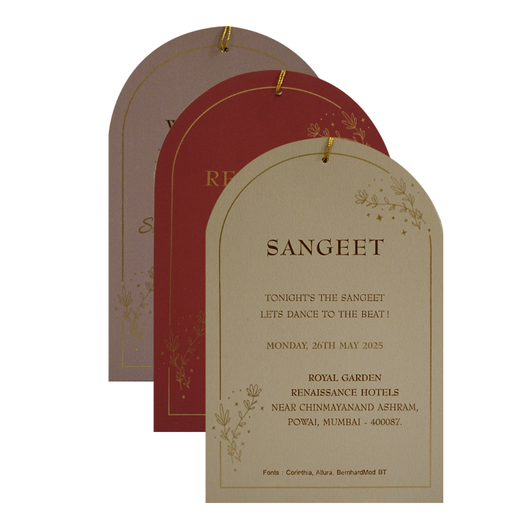 Light Brown Nameplate Wedding Card-KRC30080