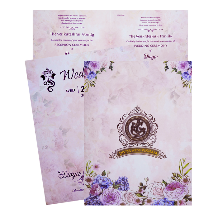 Colourful Floral Wedding Card With a Gold Touch-KNKC4061