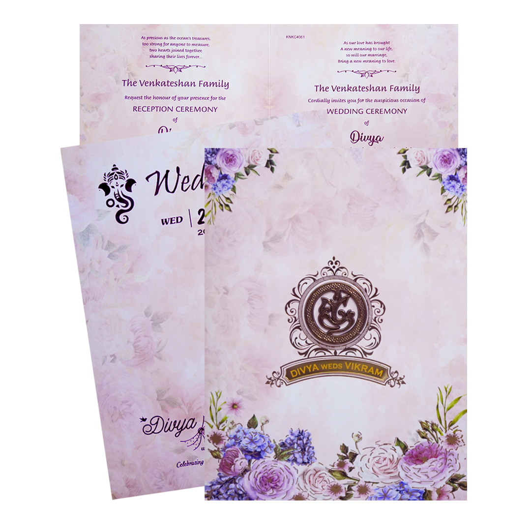 Colourful Floral Wedding Card With a Gold Touch-KNKC4061