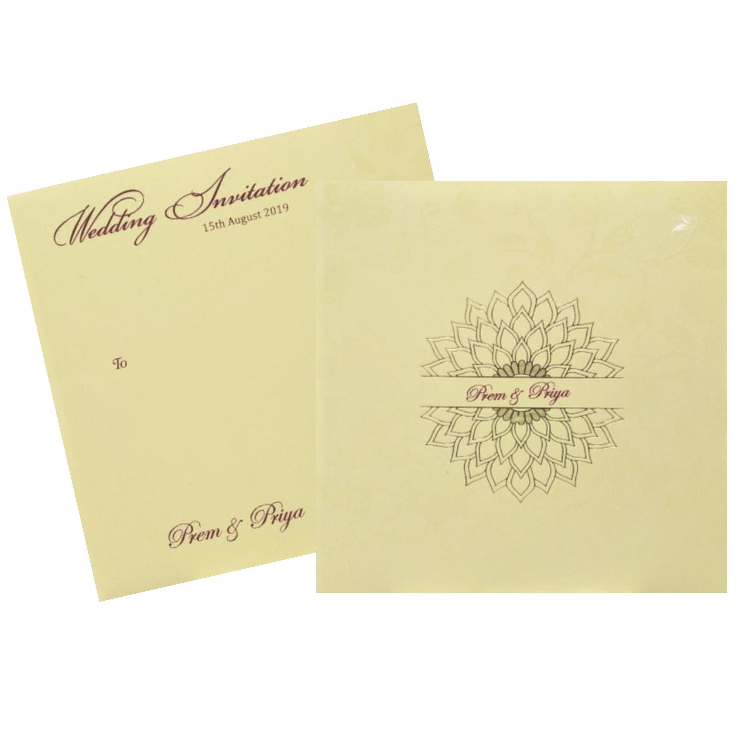 Alluring Floral Theme With Gold Foiling Wedding Card - KND8005C-King of Cards