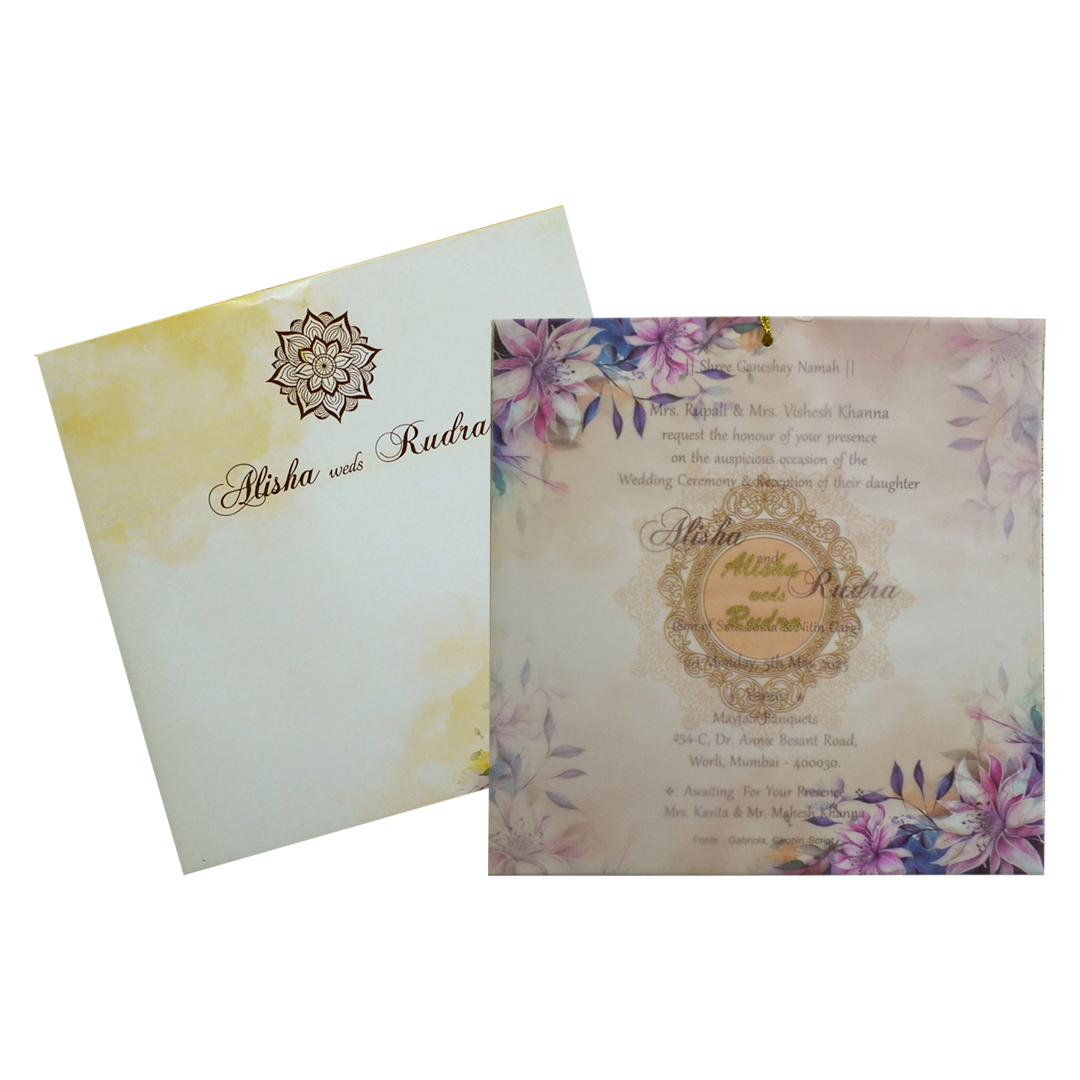 Pastel Floral Tracing Sheet Wedding Invitation-King of Cards