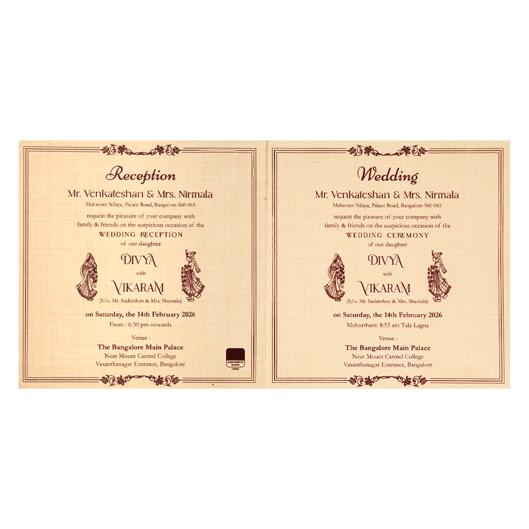 Cream Gold Foil Pattern Wedding Card-KNRP4345S