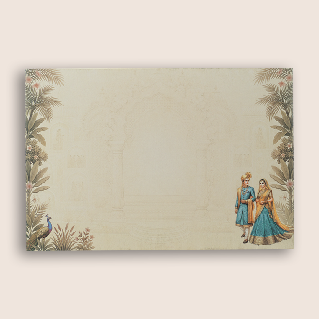 Beige Floral Bride Groom Wedding Card - KAA05270