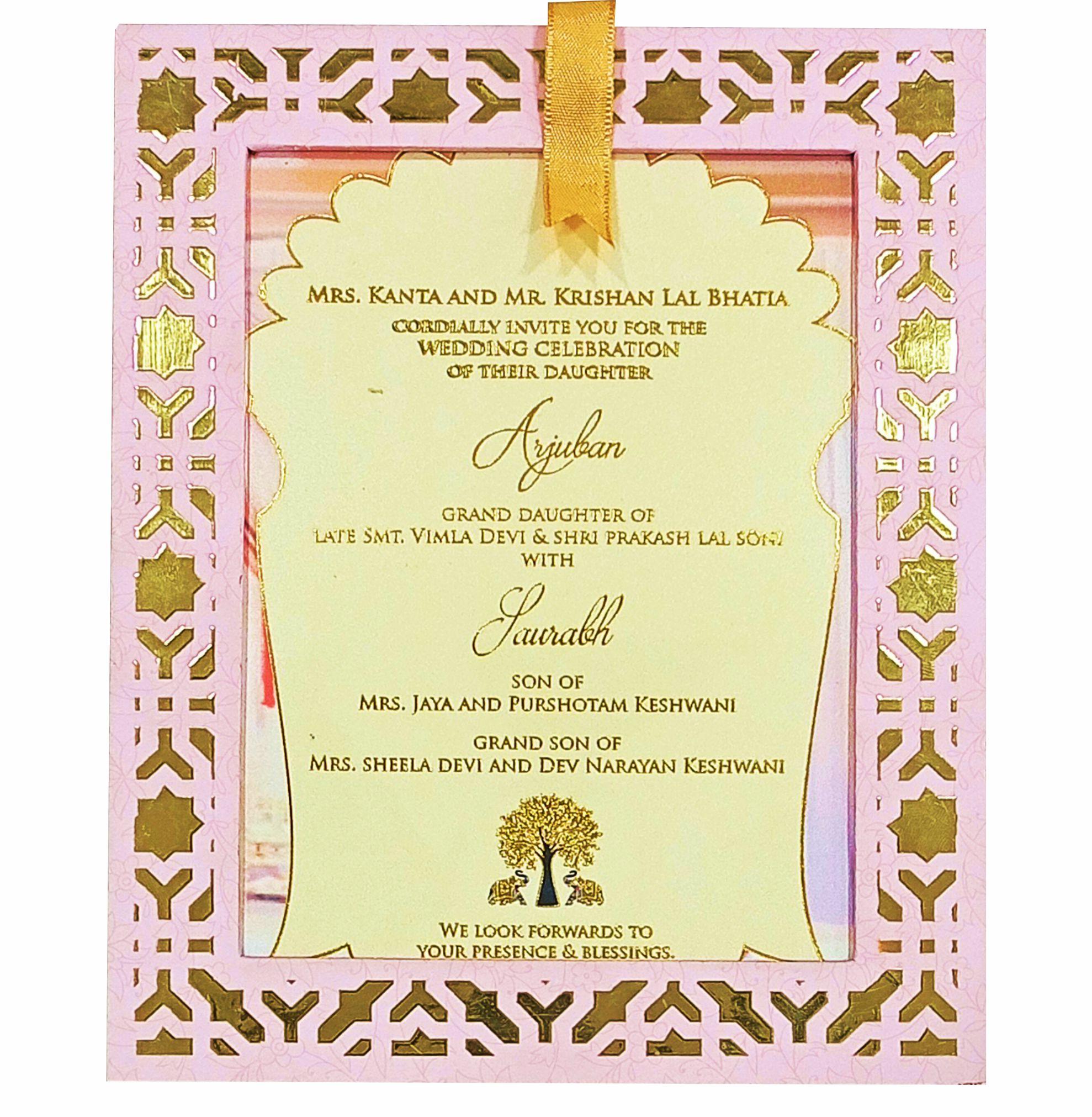 Pink Ultra Premium Floral Box Invitation With Sweets Containers-KNKUP003