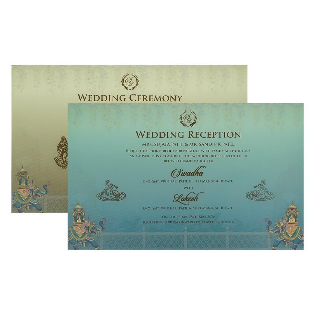 Buy Royal Blue Gold Palace Padded Wedding Card