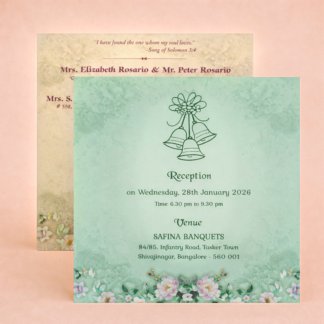 Blue floral sweet box invitation card-KNK8901B