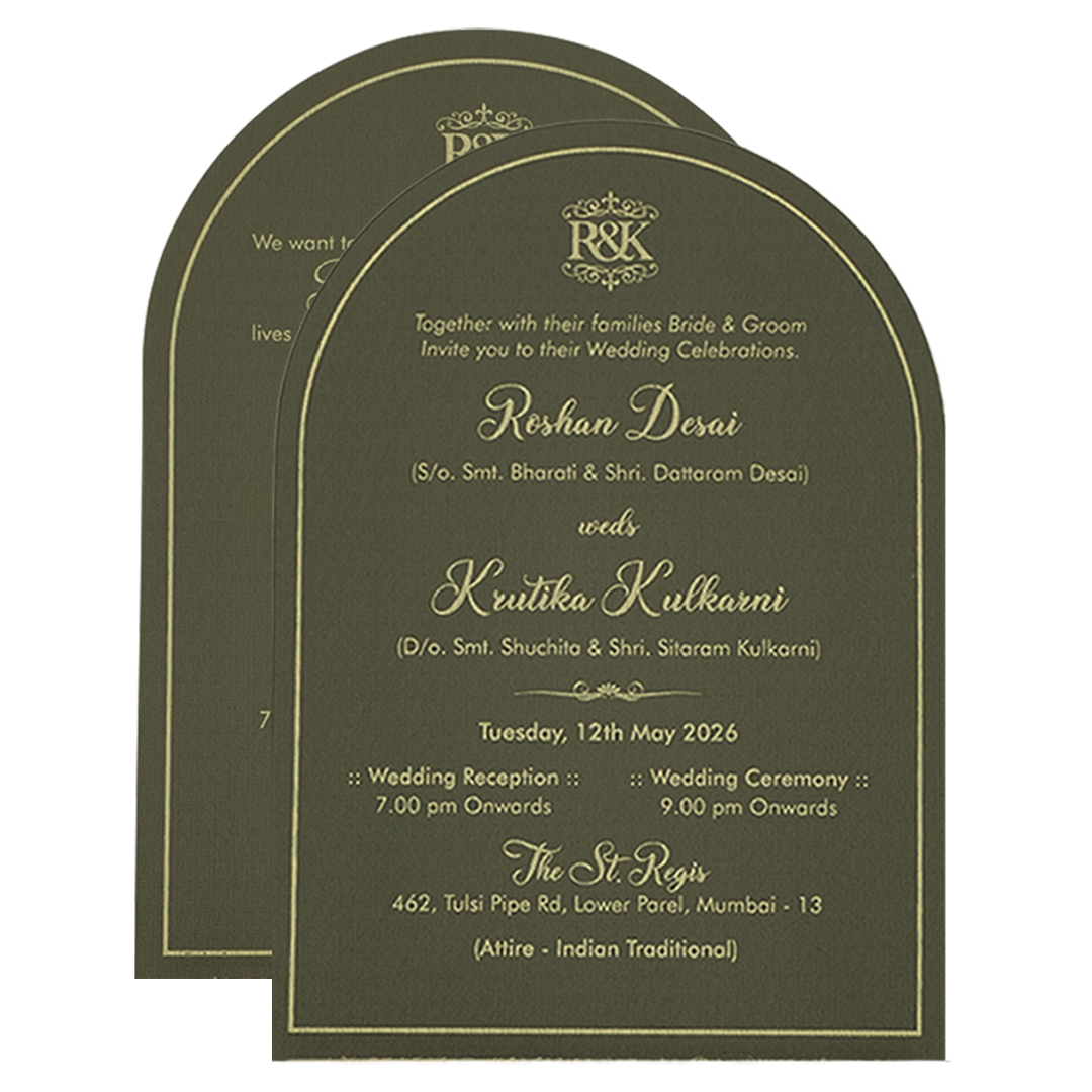 Grey Leatherette Book Fold Wedding Card-KSI65190