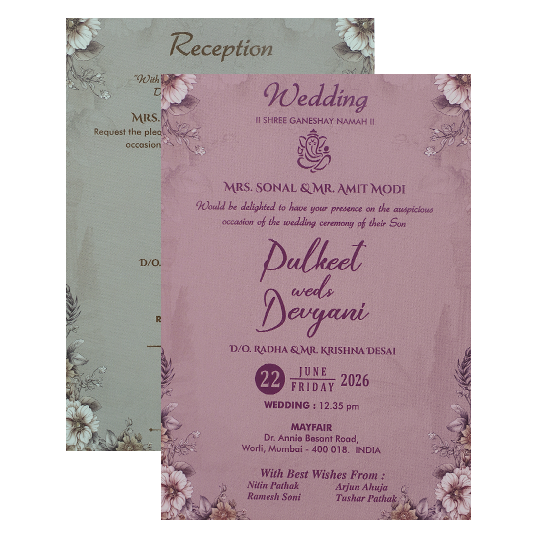 Buy Light Pink Floral Padded Wedding Card
