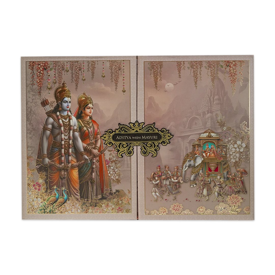 Ram Sita Procession Padded Wedding Card-KSH72210