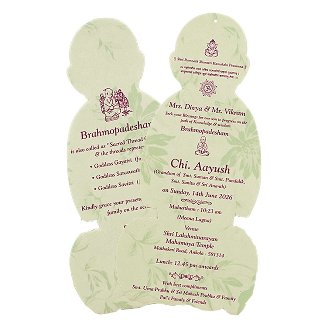 Cream Thread Ceremony Invitation Card-KNPD3217