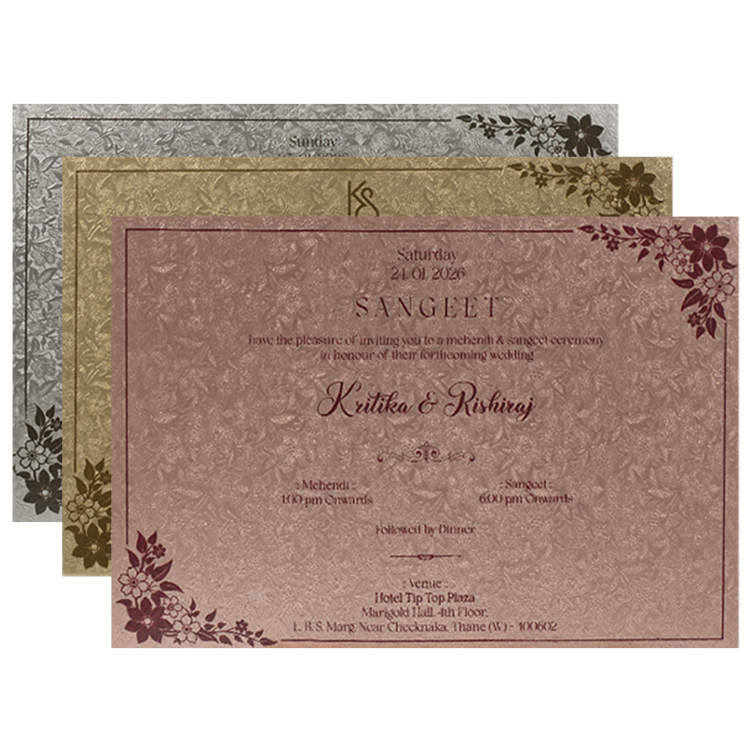 Gold Floral Ornate Wedding Card-KSI64750